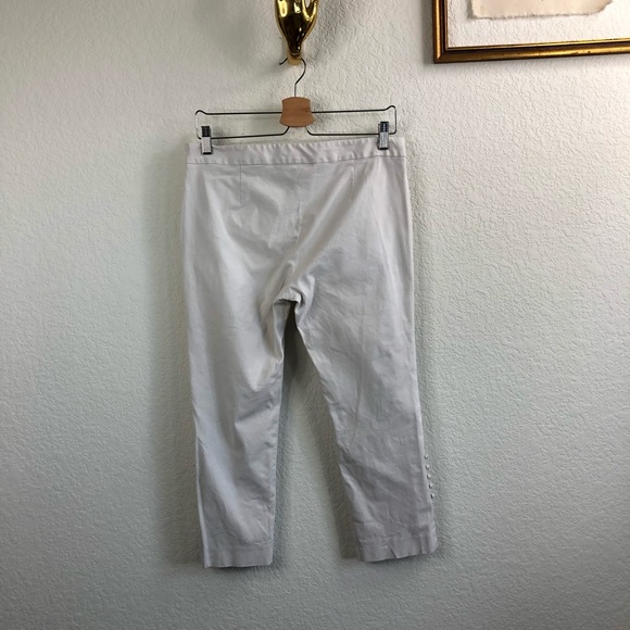 Tibi Flat Front Covered Button Side Slit Pedal Pusher Cropped Pants - Picture 5 of 7